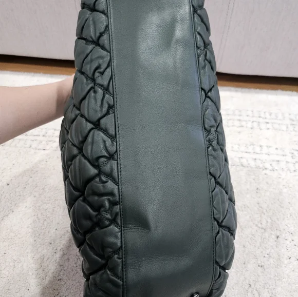 CHANEL Dark Forest Green Quilted Puffer Bowler Bag - Picture 10 of 16
